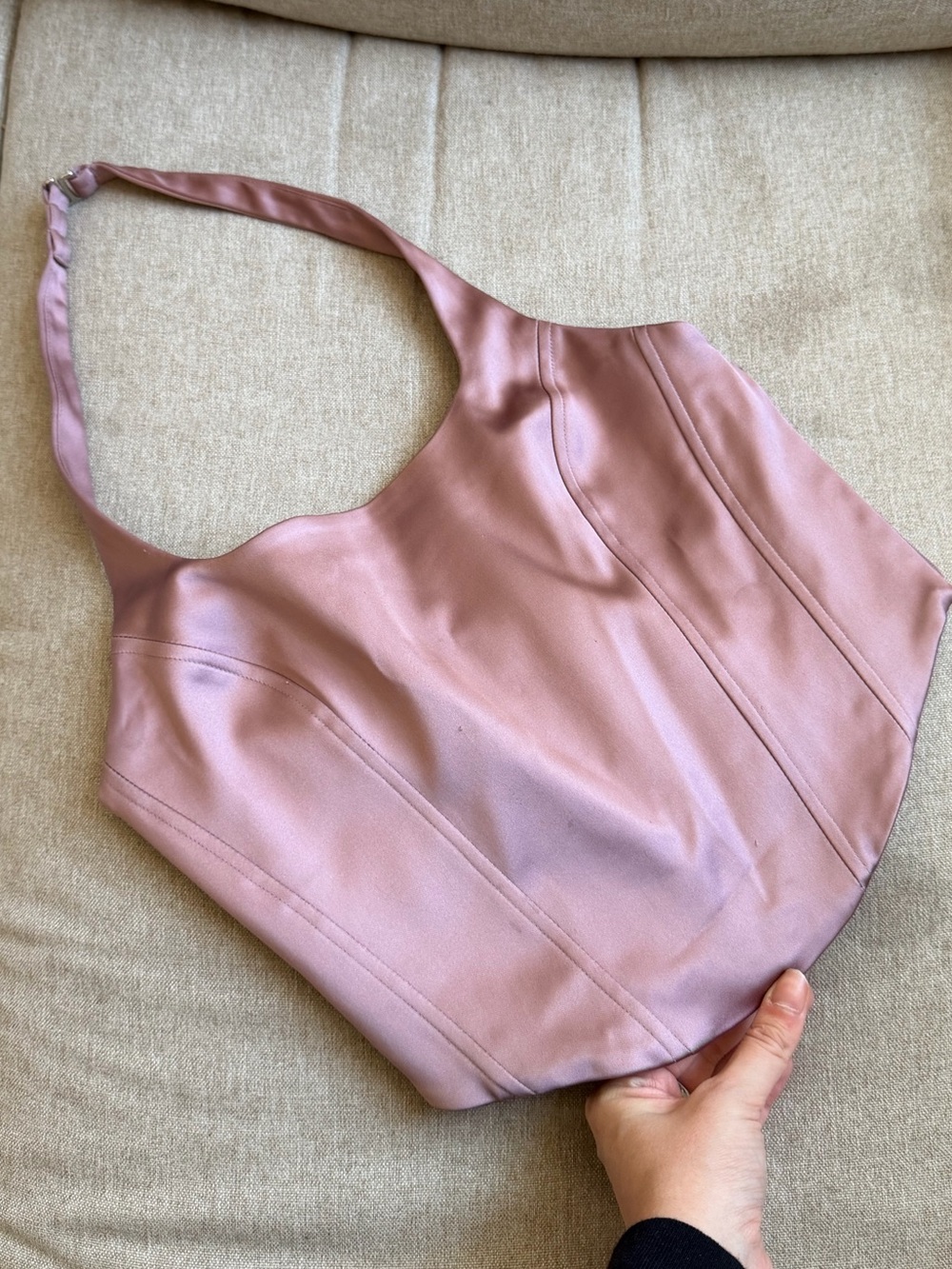 Aritzia Wilfred Pink Mauve Satin Halter Top